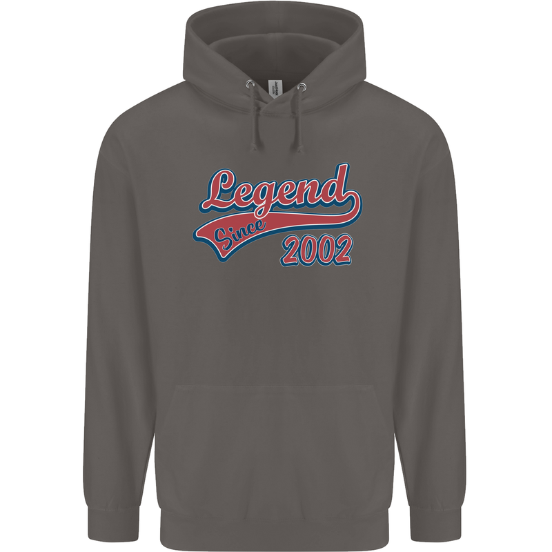 Legend Since 21st Birthday 2002 Mens 80% Cotton Hoodie Charcoal