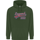 Legend Since 21st Birthday 2002 Mens 80% Cotton Hoodie Forest Green