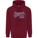 Legend Since 21st Birthday 2002 Mens 80% Cotton Hoodie Maroon