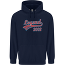 Legend Since 21st Birthday 2002 Mens 80% Cotton Hoodie Navy Blue