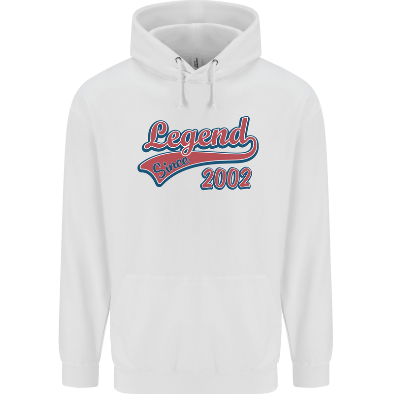Legend Since 21st Birthday 2002 Mens 80% Cotton Hoodie White