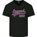 Legend Since 21st Birthday 2002 Mens V-Neck Cotton T-Shirt Black