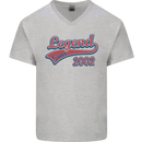 Legend Since 21st Birthday 2002 Mens V-Neck Cotton T-Shirt Sports Grey