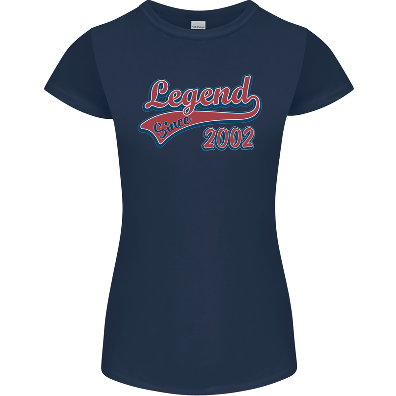 Legend Since 21st Birthday 2002 Womens Petite Cut T-Shirt Navy Blue