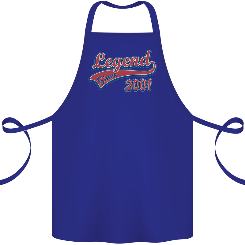 Legend Since 22nd Birthday 2001 Cotton Apron 100% Organic Royal Blue