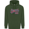 Legend Since 22nd Birthday 2001 Mens 80% Cotton Hoodie Forest Green