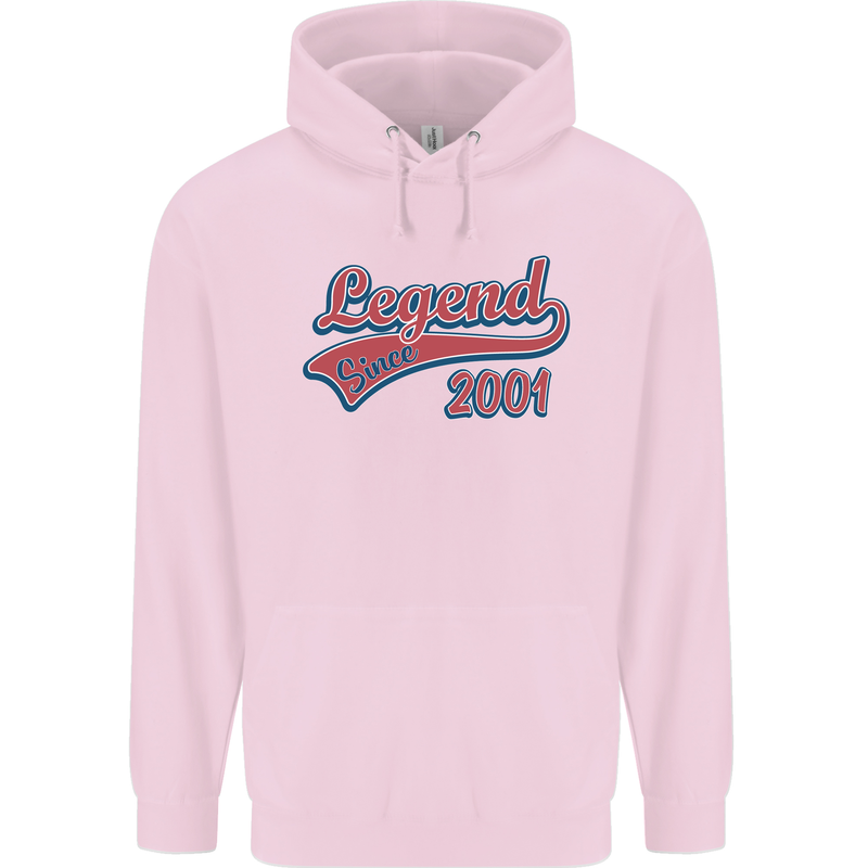 Legend Since 22nd Birthday 2001 Mens 80% Cotton Hoodie Light Pink