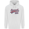 Legend Since 22nd Birthday 2001 Mens 80% Cotton Hoodie White