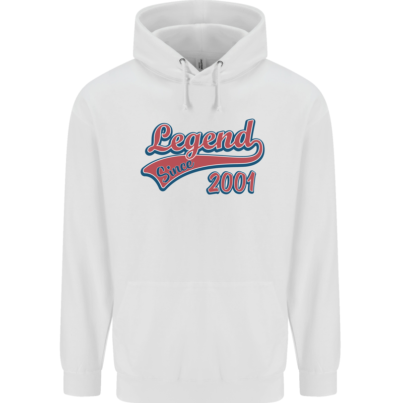 Legend Since 22nd Birthday 2001 Mens 80% Cotton Hoodie White