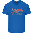 Legend Since 22nd Birthday 2001 Mens V-Neck Cotton T-Shirt Royal Blue