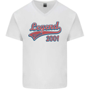 Legend Since 22nd Birthday 2001 Mens V-Neck Cotton T-Shirt White