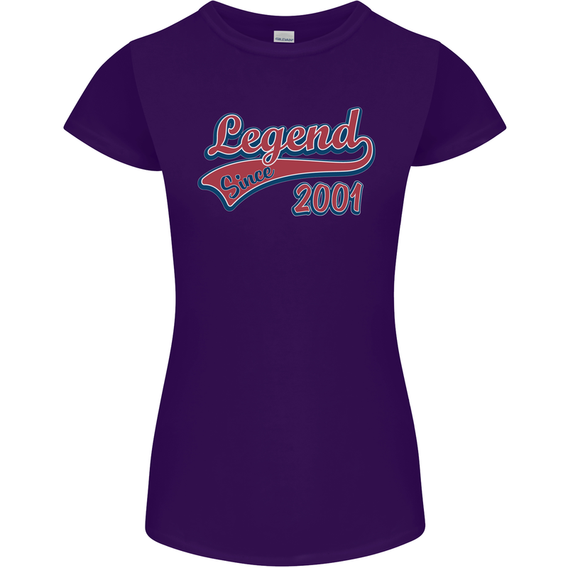 Legend Since 22nd Birthday 2001 Womens Petite Cut T-Shirt Purple