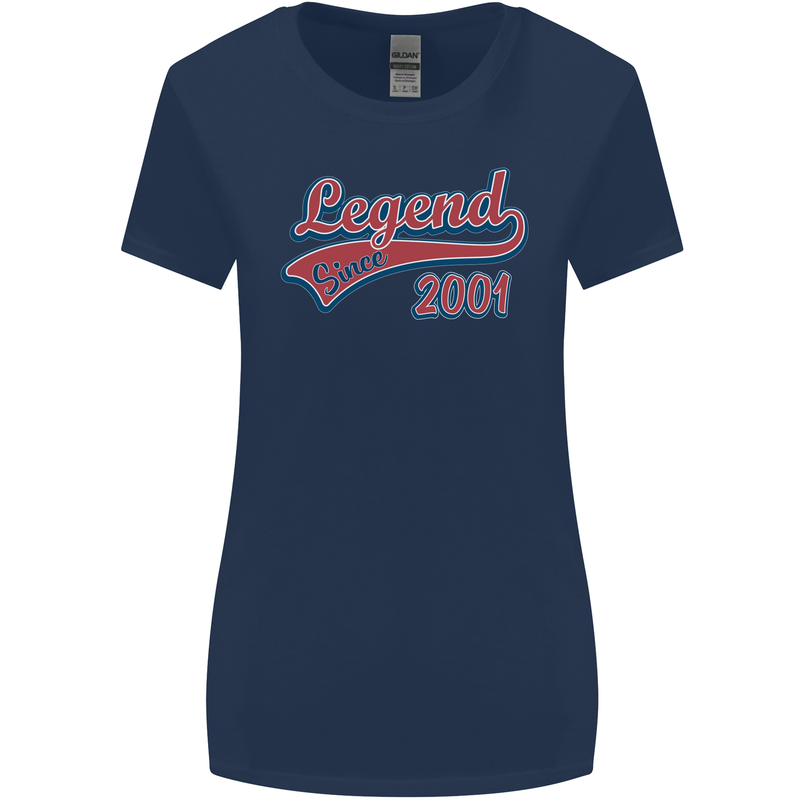 Legend Since 22nd Birthday 2001 Womens Wider Cut T-Shirt Navy Blue