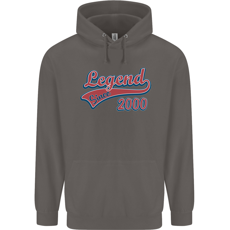 Legend Since 23rd Birthday 2000 Mens 80% Cotton Hoodie Charcoal
