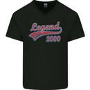 Legend Since 23rd Birthday 2000 Mens V-Neck Cotton T-Shirt Black