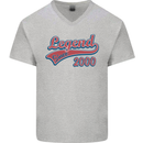 Legend Since 23rd Birthday 2000 Mens V-Neck Cotton T-Shirt Sports Grey
