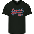 Legend Since 24th Birthday 1999 Mens V-Neck Cotton T-Shirt Black