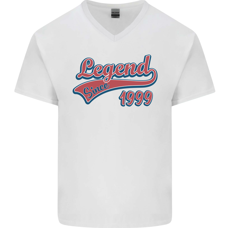 Legend Since 24th Birthday 1999 Mens V-Neck Cotton T-Shirt White