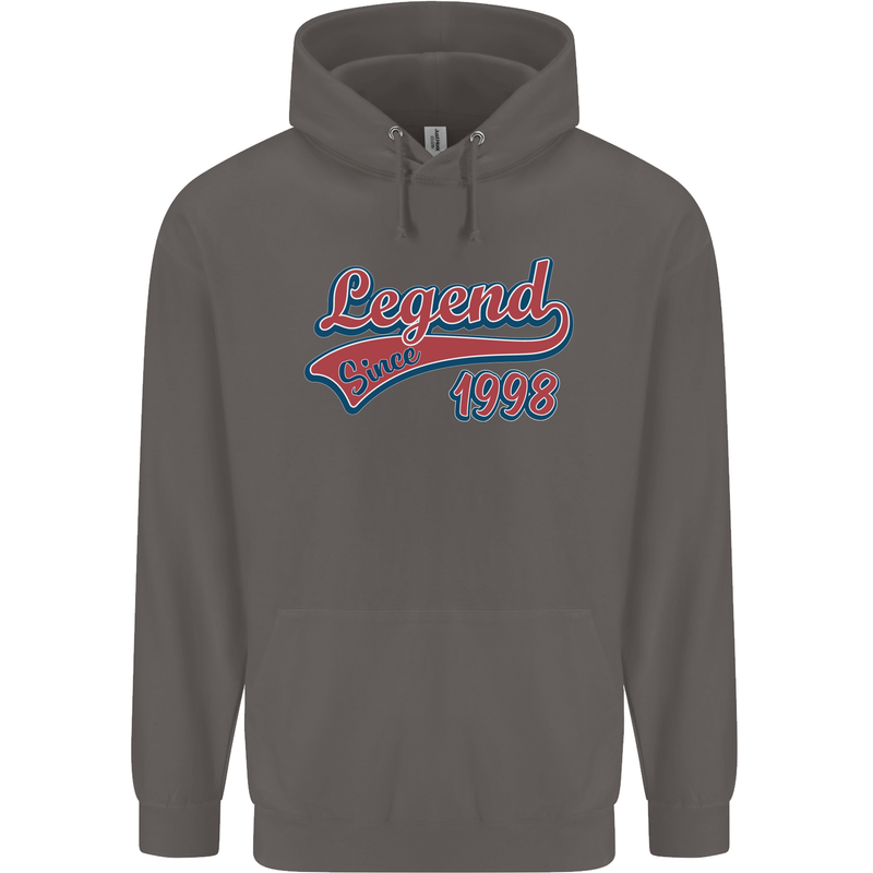 Legend Since 25th Birthday 1998 Mens 80% Cotton Hoodie Charcoal