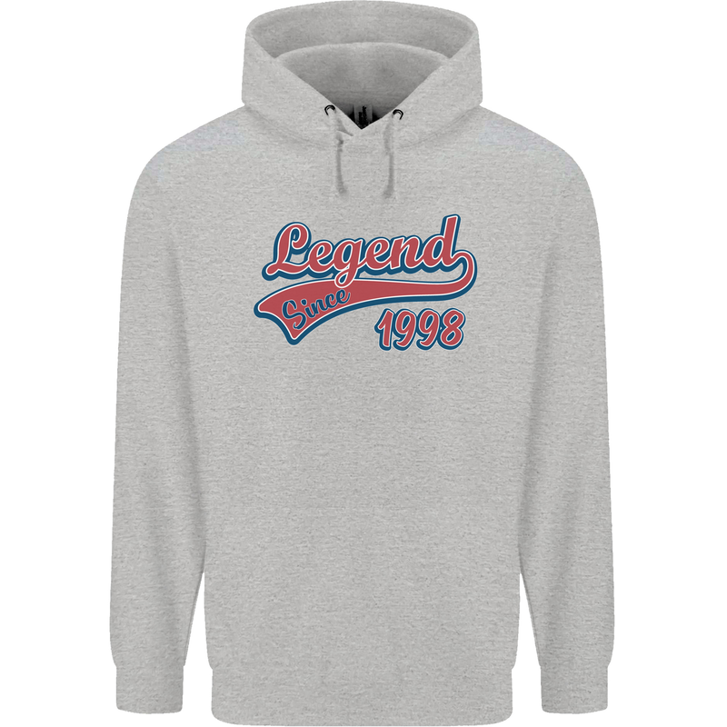Legend Since 25th Birthday 1998 Mens 80% Cotton Hoodie Sports Grey