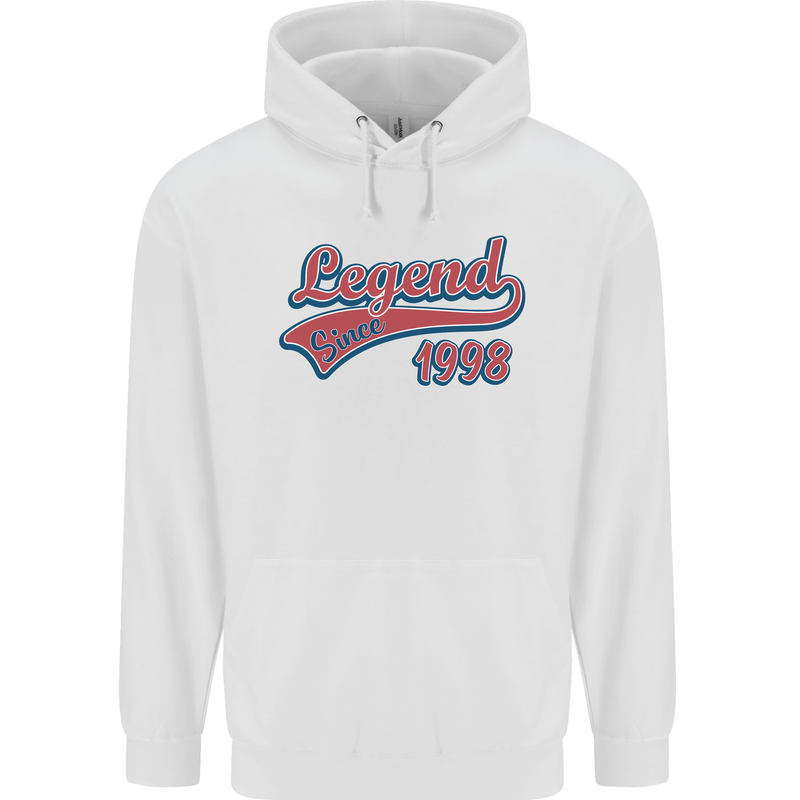 Legend Since 25th Birthday 1998 Mens 80% Cotton Hoodie White