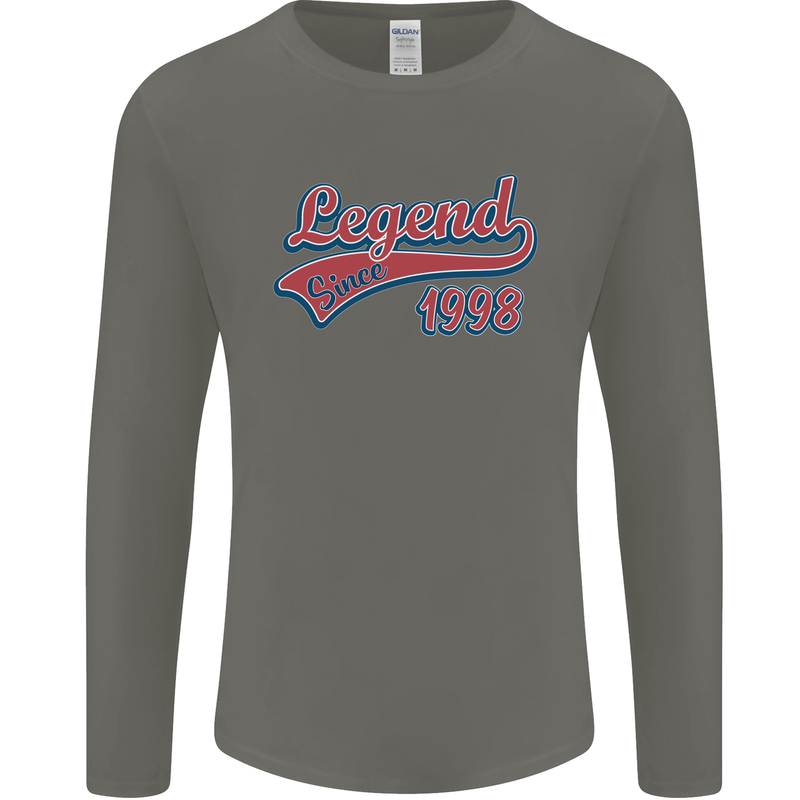Legend Since 25th Birthday 1998 Mens Long Sleeve T-Shirt Charcoal