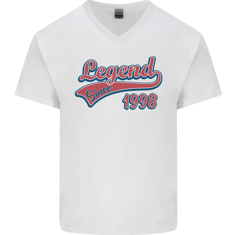Legend Since 25th Birthday 1998 Mens V-Neck Cotton T-Shirt White