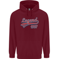 Legend Since 26th Birthday 1997 Mens 80% Cotton Hoodie Maroon