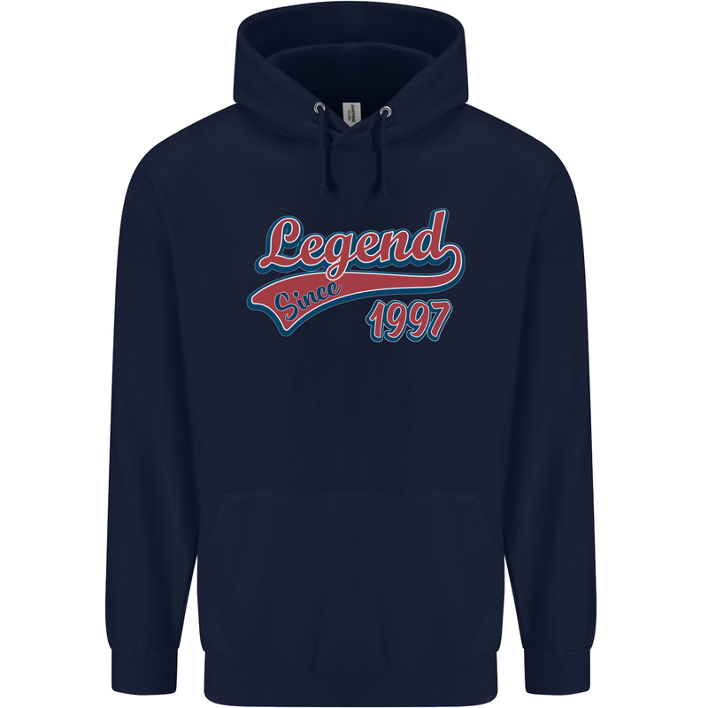 Legend Since 26th Birthday 1997 Mens 80% Cotton Hoodie Navy Blue