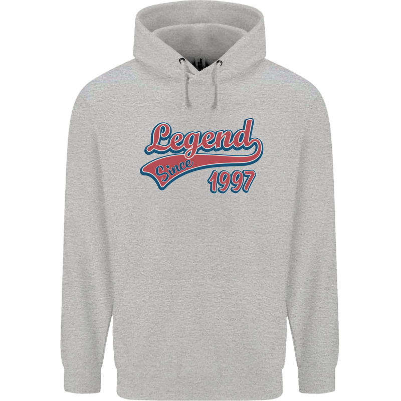 Legend Since 26th Birthday 1997 Mens 80% Cotton Hoodie Sports Grey