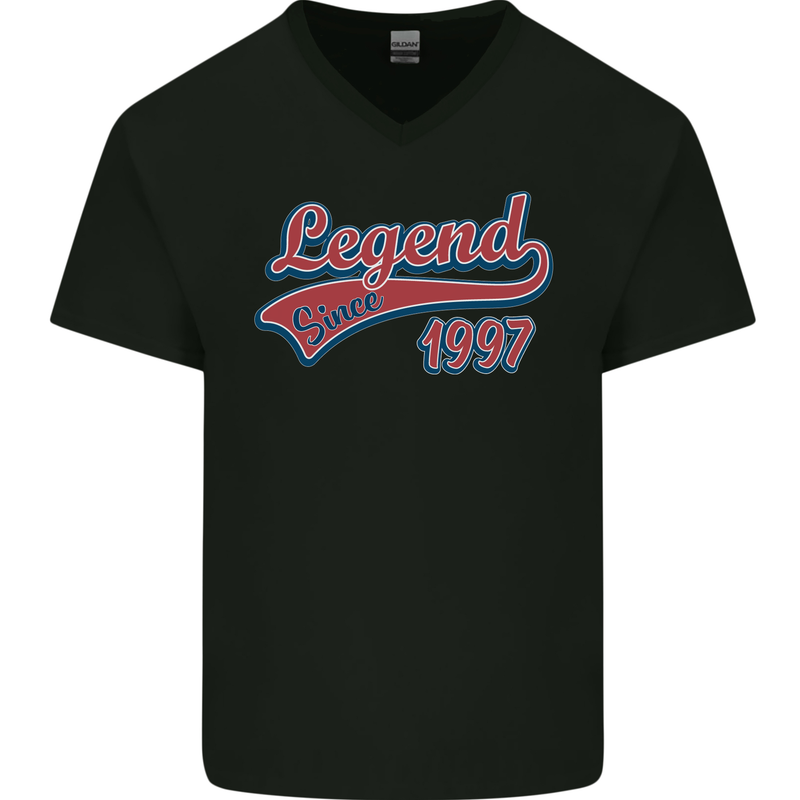 Legend Since 26th Birthday 1997 Mens V-Neck Cotton T-Shirt Black