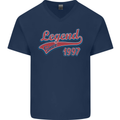 Legend Since 26th Birthday 1997 Mens V-Neck Cotton T-Shirt Navy Blue