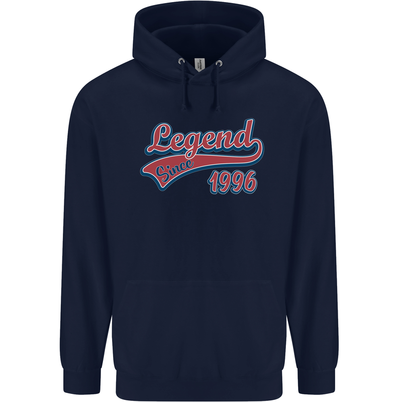 Legend Since 27th Birthday 1996 Mens 80% Cotton Hoodie Navy Blue