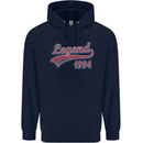 Legend Since 29th Birthday 1994 Mens 80% Cotton Hoodie Navy Blue