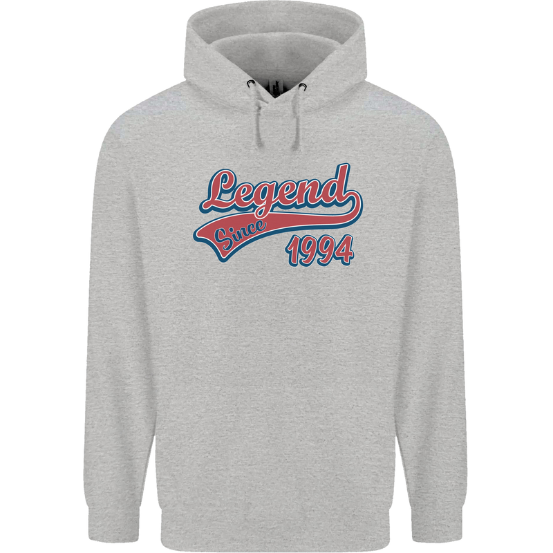 Legend Since 29th Birthday 1994 Mens 80% Cotton Hoodie Sports Grey