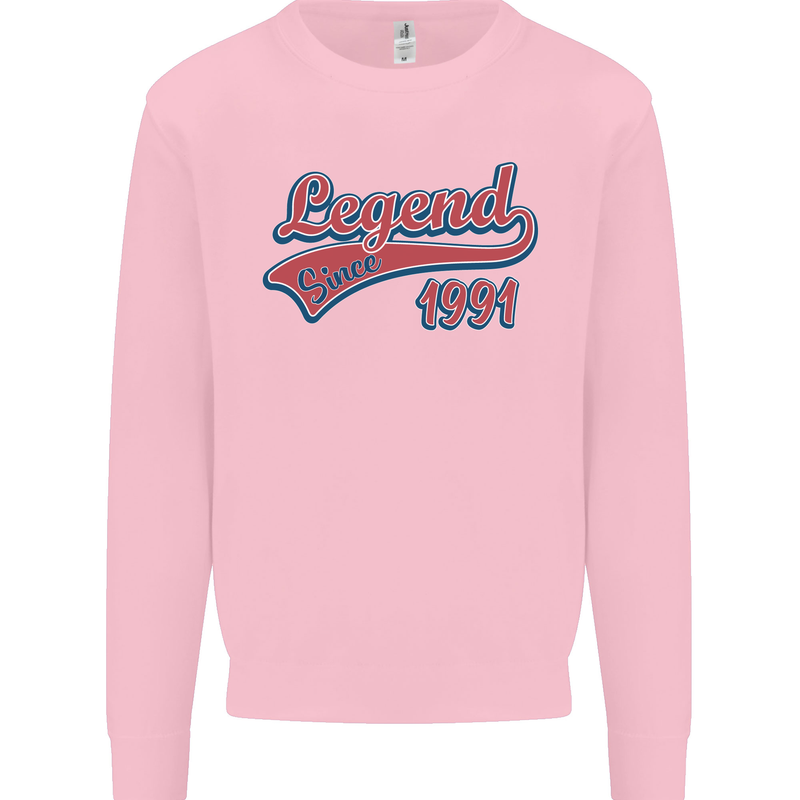 Legend Since 32nd Birthday 1991 Mens Sweatshirt Jumper Light Pink