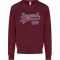 Legend Since 32nd Birthday 1991 Mens Sweatshirt Jumper Maroon
