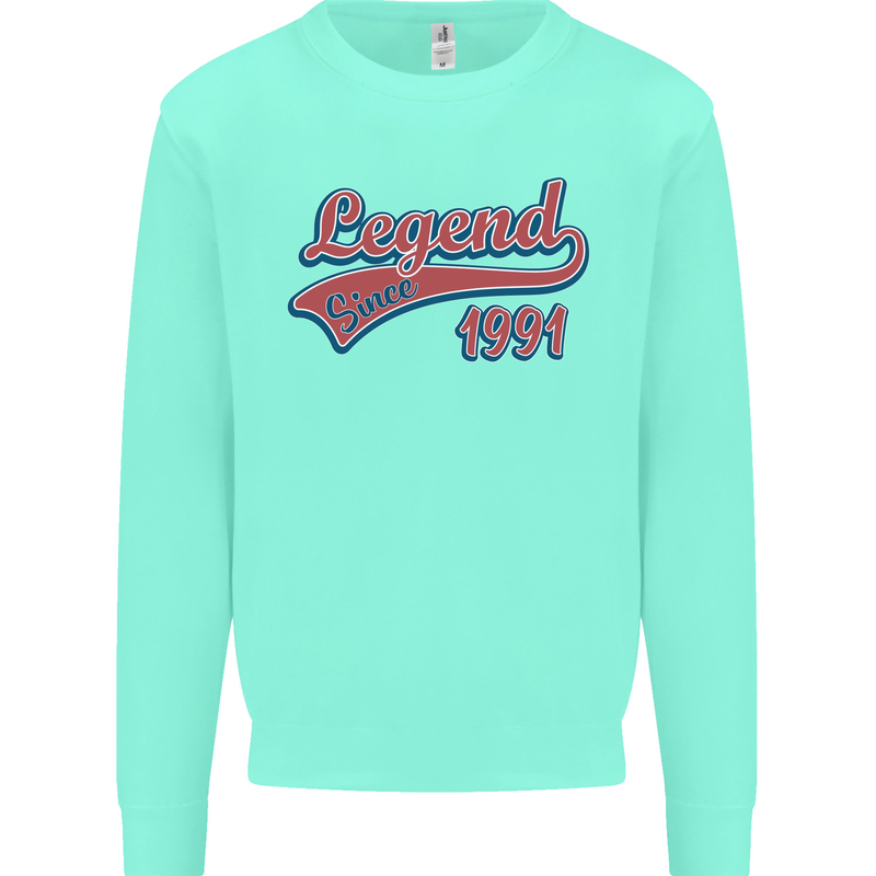 Legend Since 32nd Birthday 1991 Mens Sweatshirt Jumper Peppermint