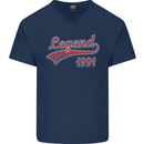 Legend Since 32nd Birthday 1991 Mens V-Neck Cotton T-Shirt Navy Blue
