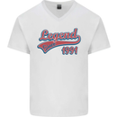 Legend Since 32nd Birthday 1991 Mens V-Neck Cotton T-Shirt White