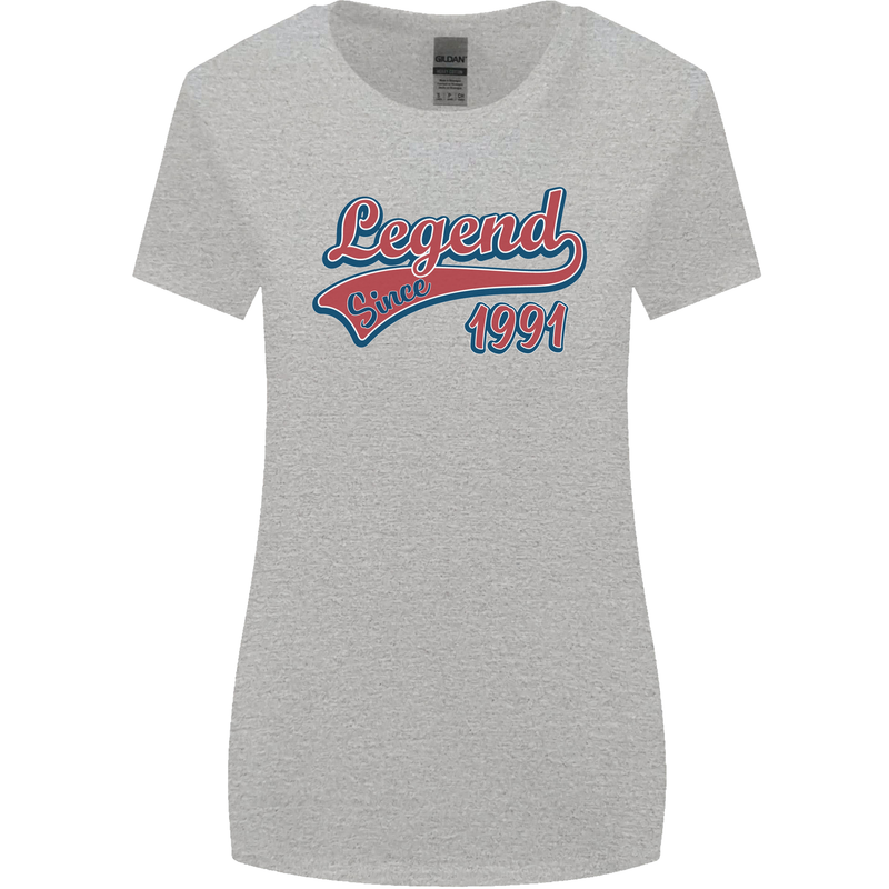 Legend Since 32nd Birthday 1991 Womens Wider Cut T-Shirt Sports Grey