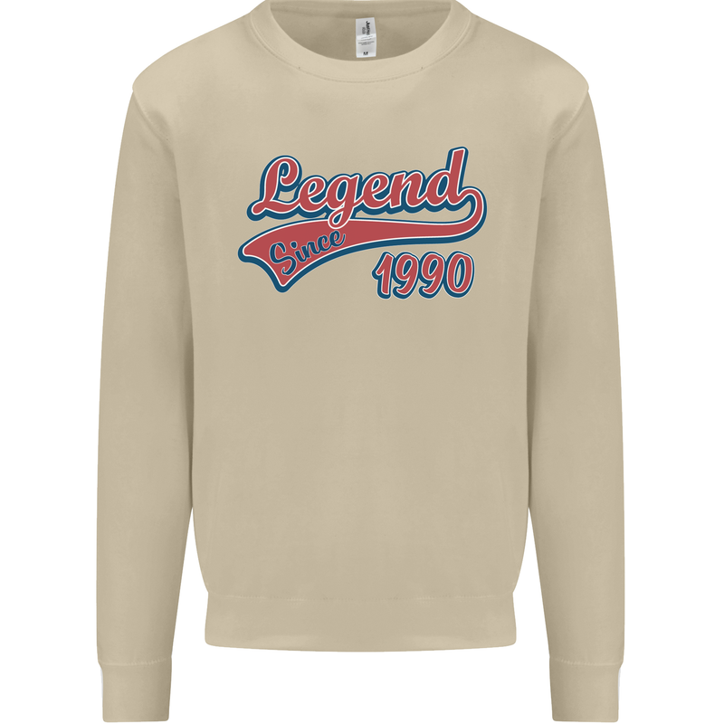 Legend Since 33rd Birthday 1990 Mens Sweatshirt Jumper Sand