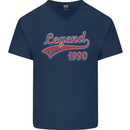 Legend Since 33rd Birthday 1990 Mens V-Neck Cotton T-Shirt Navy Blue