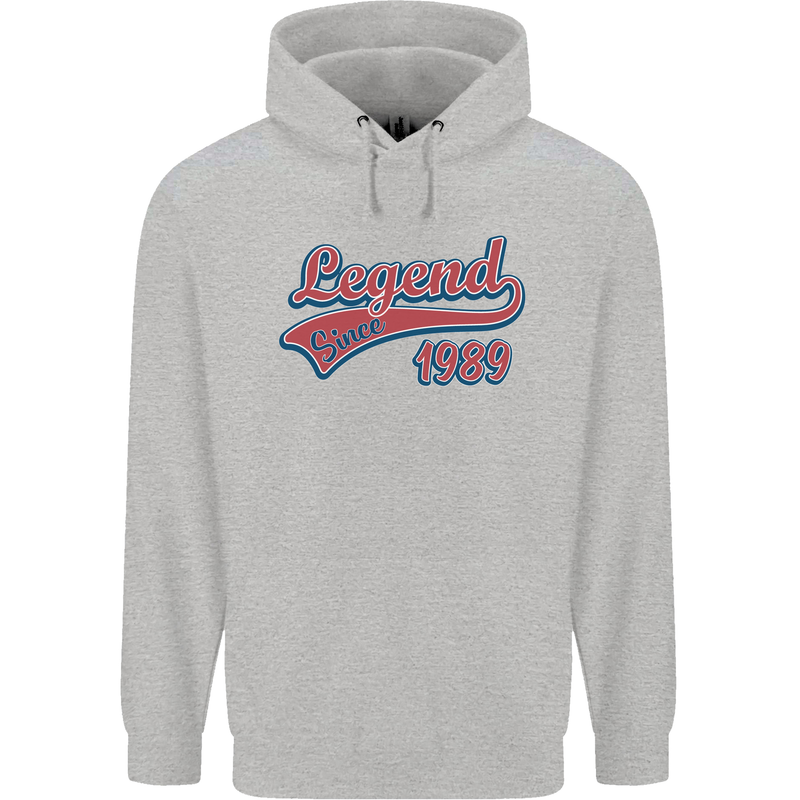 Legend Since 34th Birthday 1989 Mens 80% Cotton Hoodie Sports Grey