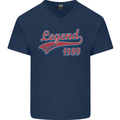 Legend Since 34th Birthday 1989 Mens V-Neck Cotton T-Shirt Navy Blue