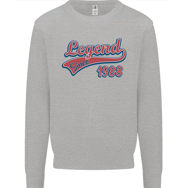 Legend Since 35th Birthday 1988 Mens Sweatshirt Jumper Sports Grey