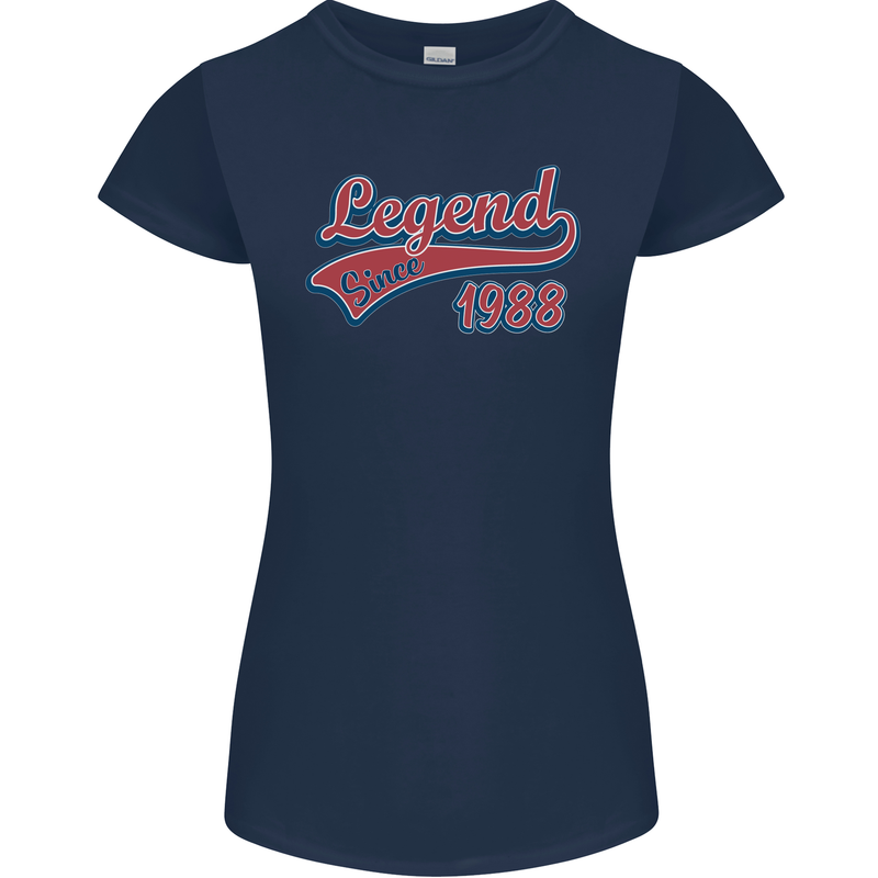 Legend Since 35th Birthday 1988 Womens Petite Cut T-Shirt Navy Blue