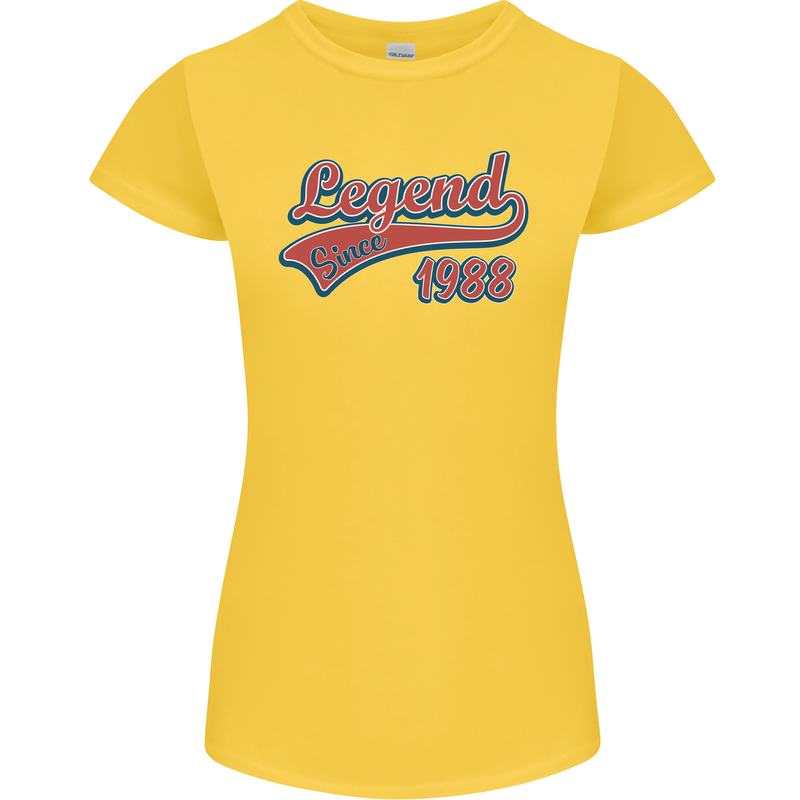 Legend Since 35th Birthday 1988 Womens Petite Cut T-Shirt Yellow