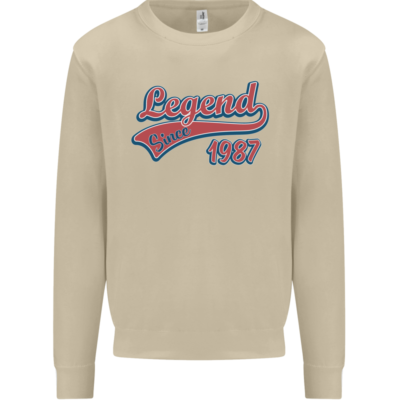 Legend Since 36th Birthday 1987 Mens Sweatshirt Jumper Sand