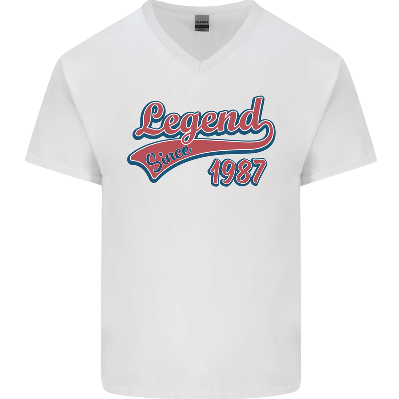 Legend Since 36th Birthday 1987 Mens V-Neck Cotton T-Shirt White